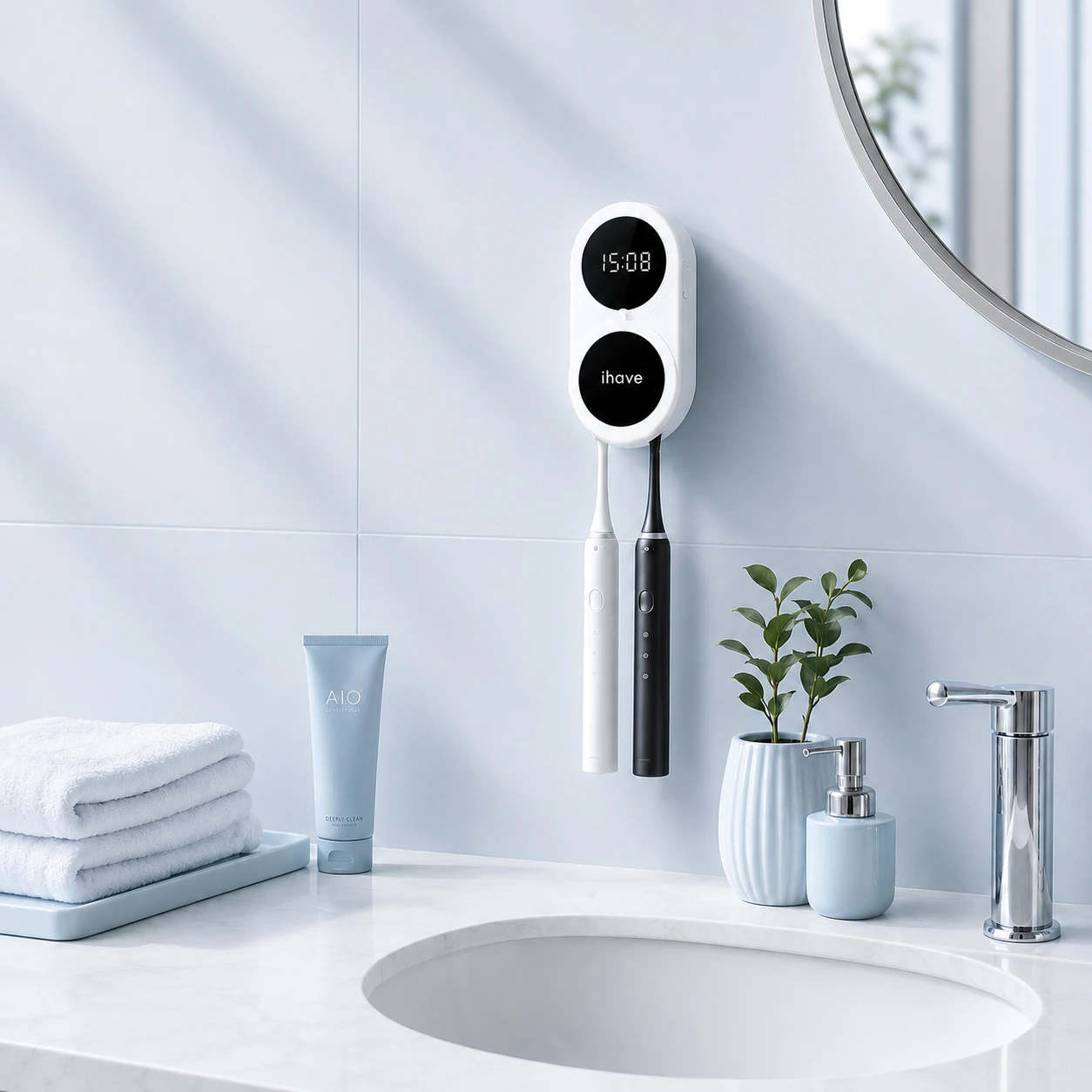 iHave Portable Sensor Toothbrush Sanitizer - Smart Infrared Sensor, UV-C Disinfection & 4-Hour Auto-Cycle for Travel and Home